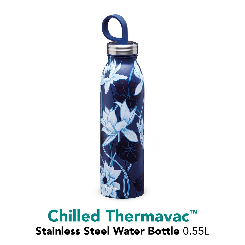 Chilled Thermavac Stainless Steel Water Bottle 550ml  Lotus Navy